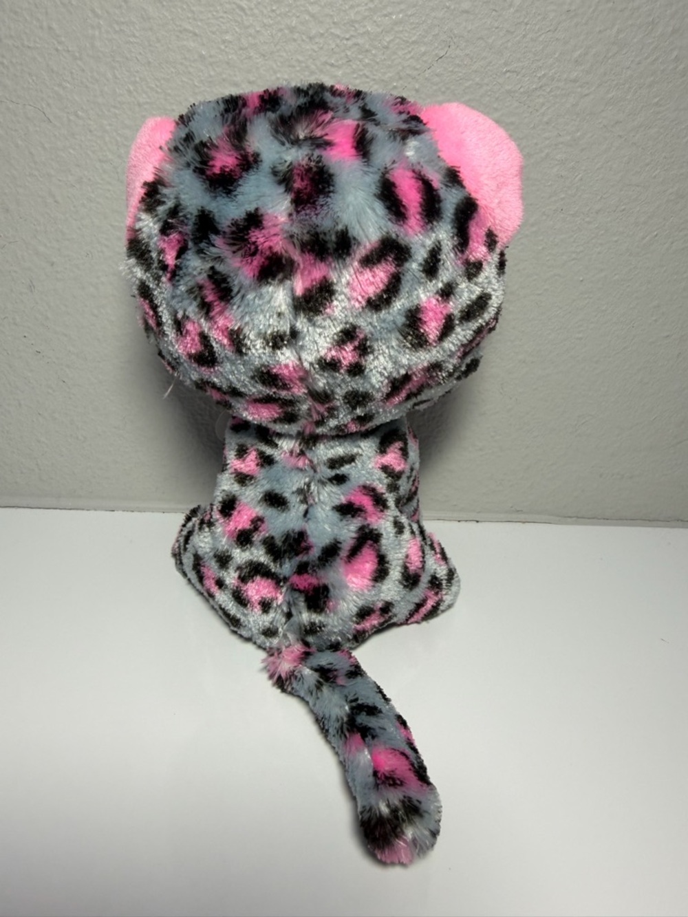 Ty Tasha Pink & Gray Leopard Print Sparkle-Eye Plush Cat - Picture 3 of 7